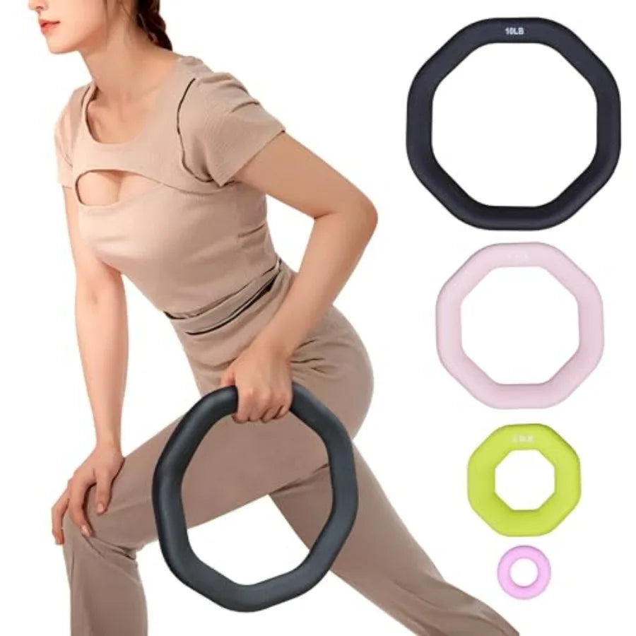 Weight Ring 2-in-1 Kettlebell & Dumbbell, cast iron+PVC coating, Yoga Exercise, Aerobics, Core Training, 4 in a set (0.33LB + 5.