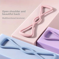 Pink 8-shaped tension device, open back 8-shaped tension rope, back strength training elastic stretching band