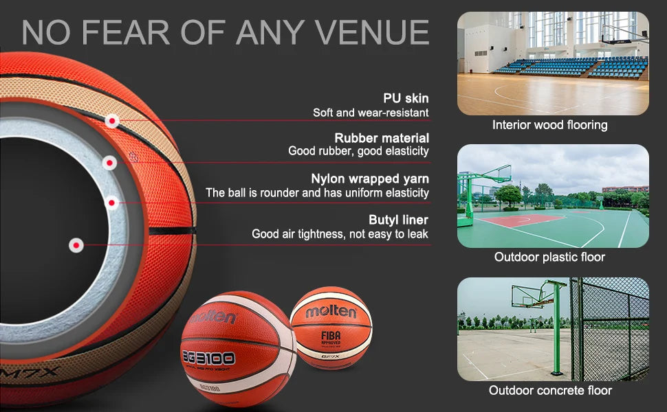 Original Molten GM6X GM7X Basketball Official Size 6 Size 7 Competition Basketball Standard Ball Men's and Women's Training Ball