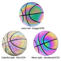 Luminous Basketball Replacement Holographic Glowing Reflective Basketball Luminous Glow Ball for Daily Exercise