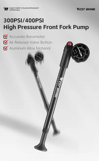 WEST BIKING 400PSI Bicycle Air Pump High Pressure MTB Bicycle Pump Front Fork Rear Suspension Pressure Gauge Schrader Valve