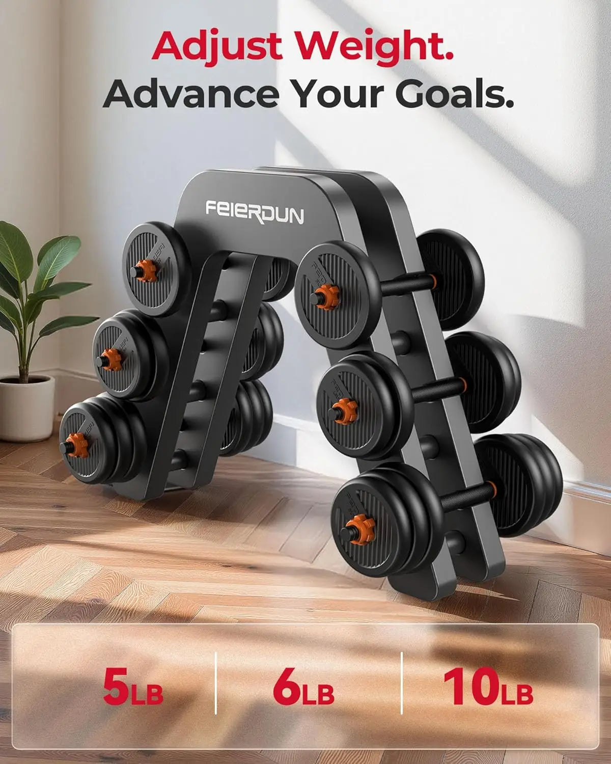 Adjustable Dumbbells Set 5-in-1: Barbell, Kettlebell, Push-up Stand, Weight Plate - 20-90lbs Home Gym Equipment for Men & Women