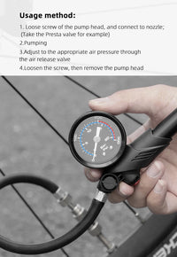WEST BIKING Portable High-pressure 300psi Bike Air Pump with Gauge for Fork & Rear Suspension Shock Absorber Mountain Bicycle