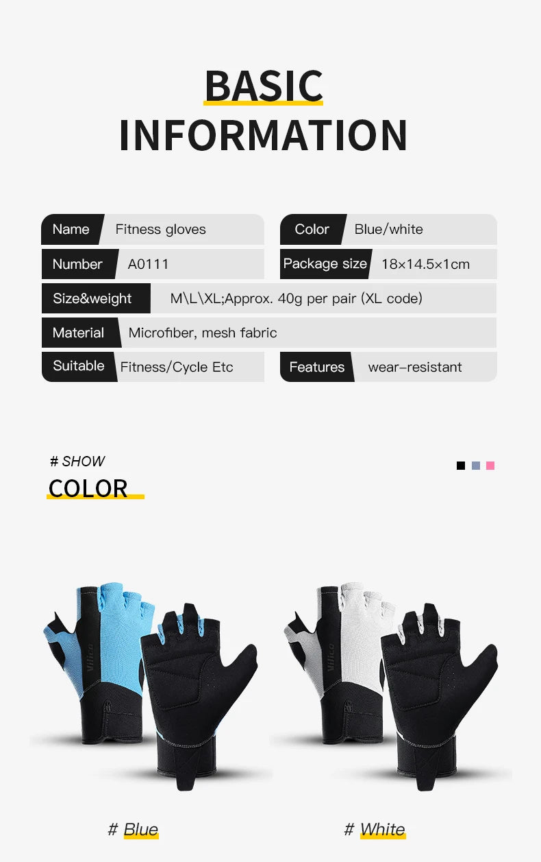 Workout Gloves Men Women Gym Lifting Fitness Climbing Exercises Work Out Wrist Belt Shock Absorb Foam Pad Palm Crossfit