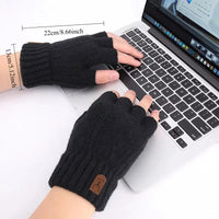 Winter Fingerless Gloves Knitted Thicken Thermal Half Finger Gloves Cycling Driving Working Running Stretchy Touchscreen Mittens
