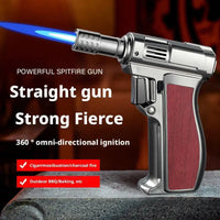 Windproof Butane Turbo Lighter High Temp Welding Torch Inflatable Metal Spray Gun for BBQ Kitchen Outdoor Smoking (no fuel)