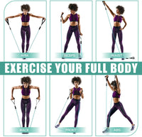 Pilates Bar Kit with Resistance Bands Multifunctional Yoga Bar Portable Home Gym Resistance Bar Kit for Full Body Workouts