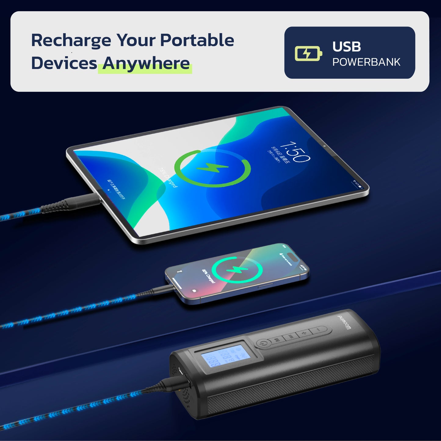 Woowind AP2-P Tire Inflator Portable Air Compressor 150PSI Air Pump for Car Tires, Bike Pump, Auto Stop, Quick Inflation