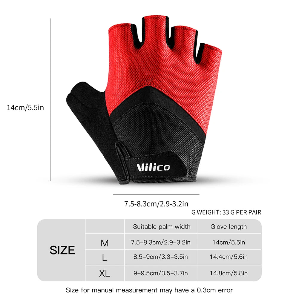 Cycling Half Finger Gloves Bike MTB Gloves Breathable Short Finger Thickened Palm Shock-Absorbing Anti Slip Outdoor Sport Gloves