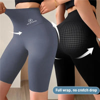 Women Butt Lifting Yoga Shorts Elastic Workout High Waist Tummy Control Ruched Booty Pants Seamless Gym Compression Tights