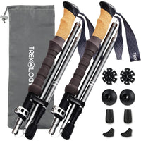 SQ Cork Grip Trekking Poles, Lightweight Folding Adjustable Aluminum Hiking Poles for Travel