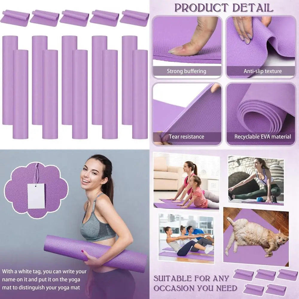 Bulk 10 Yoga Mats, 68 x 24 x 4mm, Latex-Free, Non-Slip for Kids & Adults, Ideal for Outdoor Yoga, Pilates, Exercise