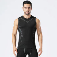 Men Quick Dry Running T-Shirts Compression Vest Sleeveless Quick-Drying Jersey Training Shirt Gym Mens Tank Top