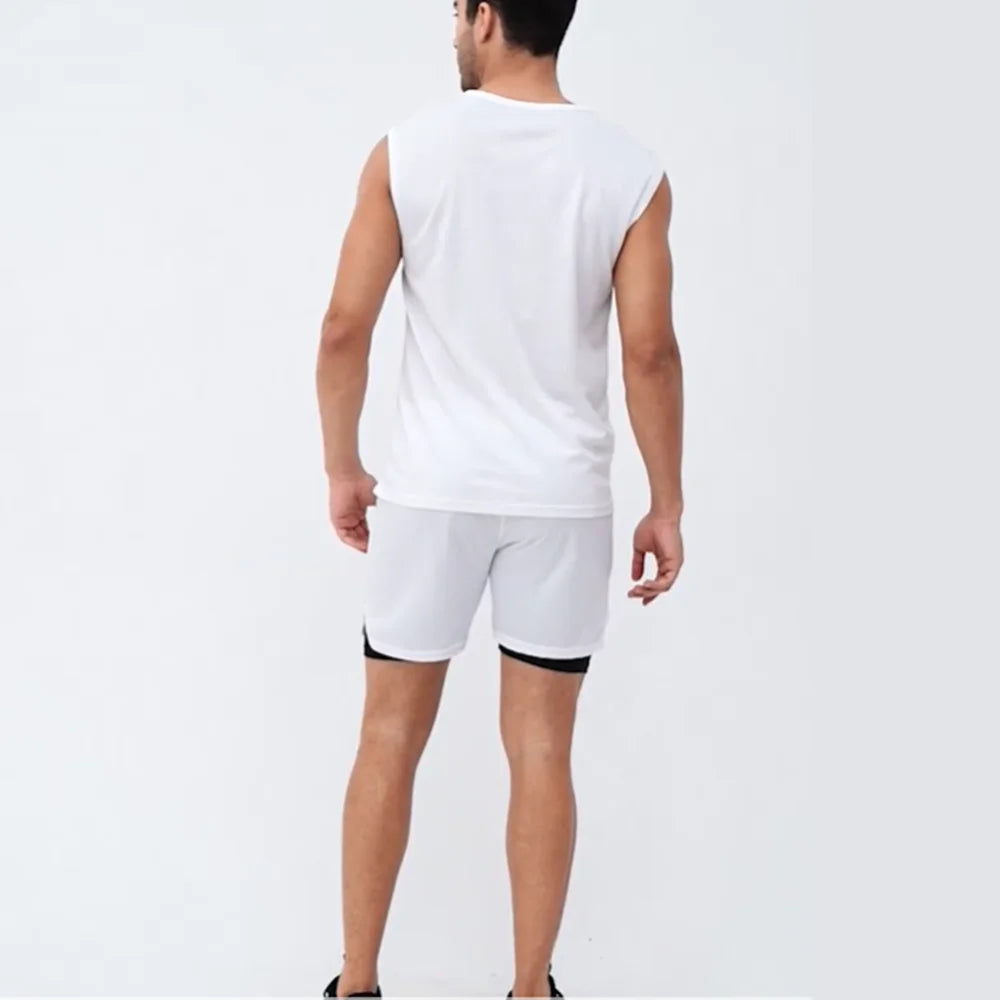 Men Quick Dry Running T-Shirts Compression Vest Sleeveless Quick-Drying Jersey Training Shirt Gym Mens Tank Top