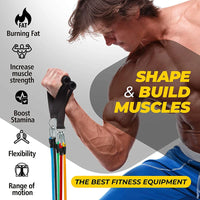 11 Pieces Yoga Resistance Bands Set Power Rubber Elastic Tube Expander Home Gym Fitness Workout Exerciser Pull Up Strength Ropes