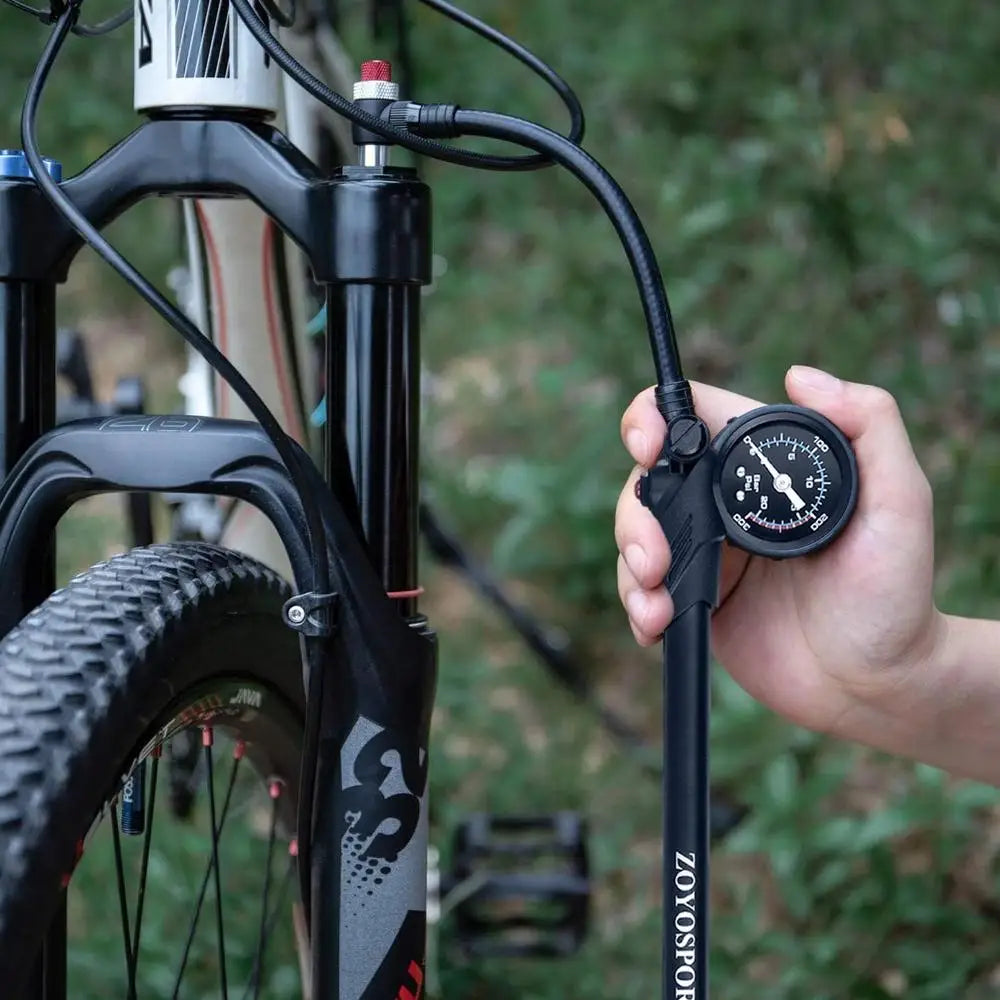 Bike Air Fork Pump 300psi High-Pressure MTB Bike Rear Air Pump Universal Bicycle Pump With Gauge And Air Bleed Button Mountain