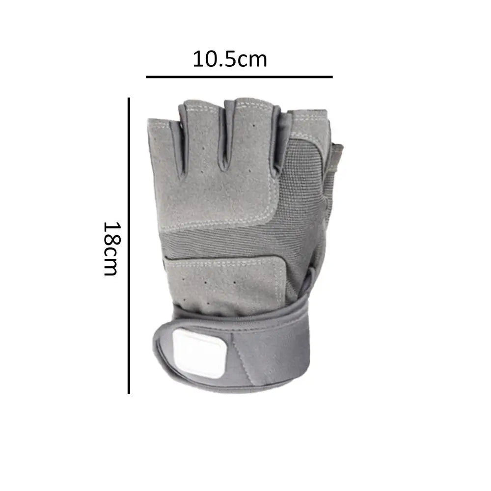 Fingerless Work Gloves Adjustable Wrist Gym Gloves Anti Slip Reinforced Palm Hand Out Mittens For Hunting Cycling Climbing