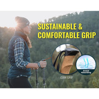 SQ Cork Grip Trekking Poles, Lightweight Folding Adjustable Aluminum Hiking Poles for Travel