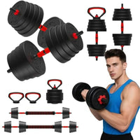 25 Pounds Adjustable Dumbbells 4-in-1 Dumbbells Set Free Weight Set with Connector – Convert to Barbell, Kettlebell & Push-Up St