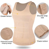 Men Compression Vest Sleeveless Shapewear Slimming Body Shaper Shirt Gym Workout Corset Tummy Control Tank Top Abs Abdomen