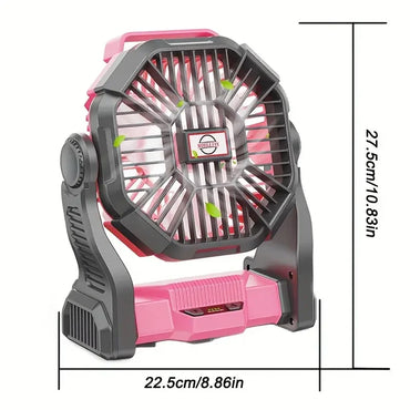 Charging + Lighting + Fan Three-In-One Electric Camping Style Fan with Led Lantern Portable Tent Fan with Rotating Function, Emergency Power Supply Function When Power Outage, Suitable for Barbecue or Travel Operating