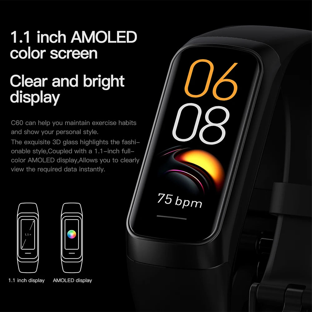 AMOLED Smartwatch Body Temperature Monitor Fitness Clock Sports 3ATM Waterproof Men Smart Watch Band for Women IOS Android 2025