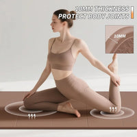 Thick Foldable Yoga Mat - 10mm Non-Slip TPE, Extra Long-Wide 75x26, Portable and Easy Storage for Fitness