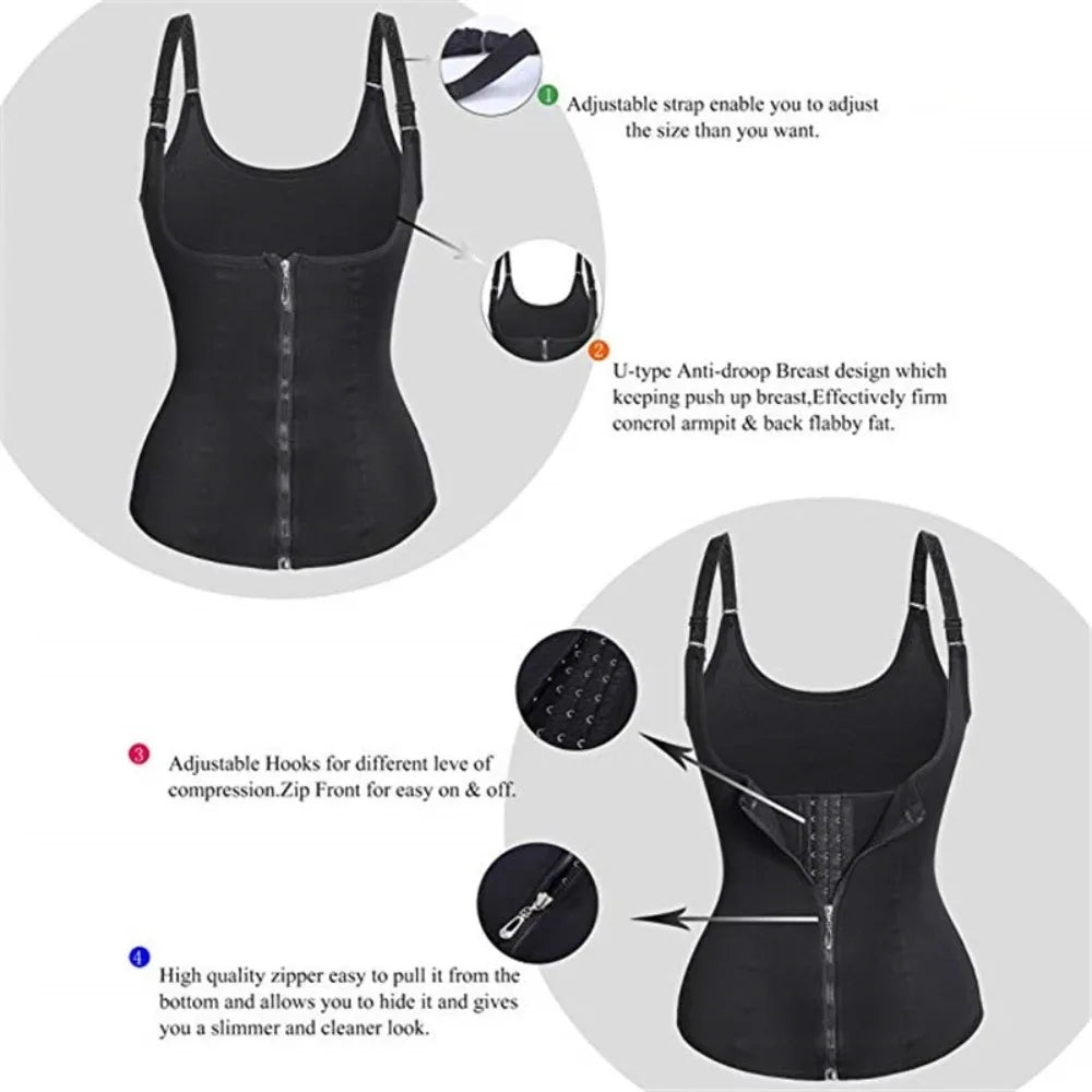 Sweat Waist Trainer Vest Slimming Corset for Weight Loss Body Shaper Sauna Suits Compression Shapewear Belly Girdles Tank Tops