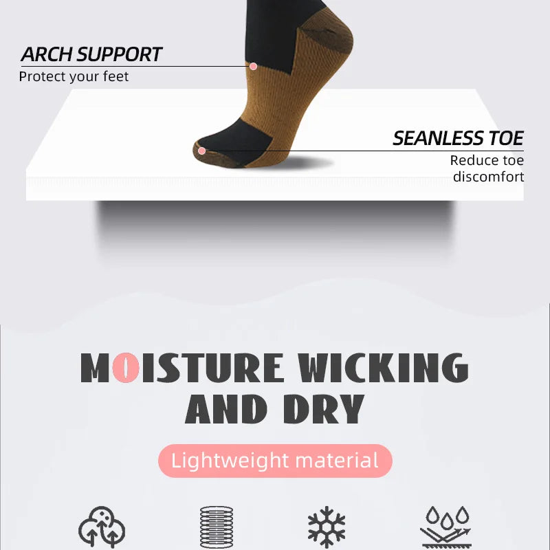 16 pairs copper compression socks for men and women for running and traveling for nurses and pregnant women mid-calf design