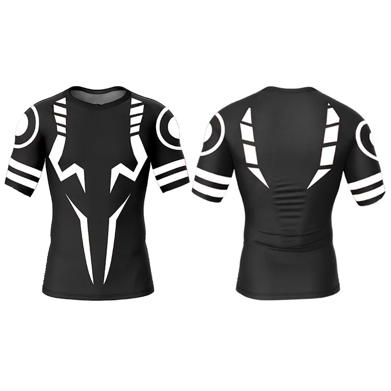 Anime Jujutsu Kaisen Compression T Shirt Men 3D Print Sukuna Breathable Football Fitness Tight Sportswear Quick Dry Riding Tops