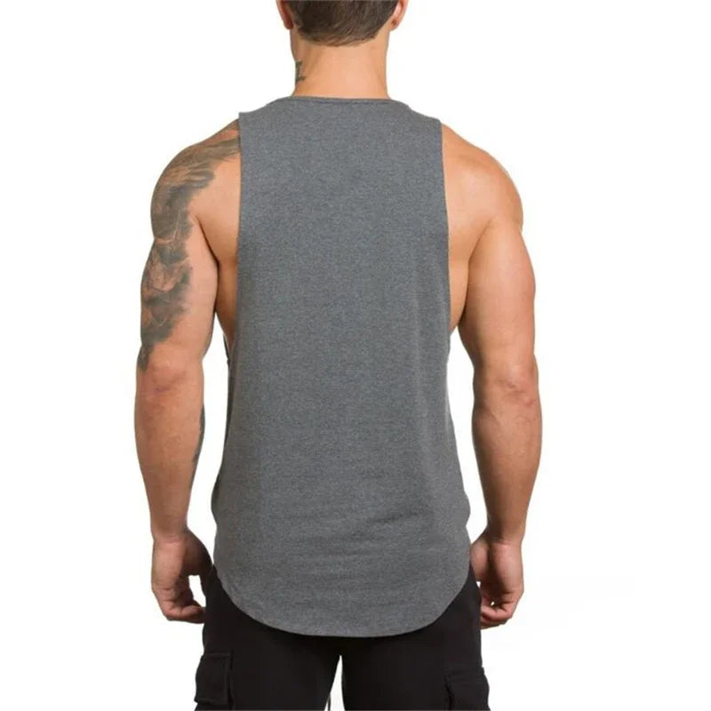 Plain Vests Cotton Breathable Sleeveless T-shirts Gym Fitness Bodybuilding Training Clothing Mens Running Sport Muscle Tank Tops