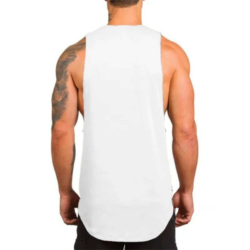 Plain Vests Cotton Breathable Sleeveless T-shirts Gym Fitness Bodybuilding Training Clothing Mens Running Sport Muscle Tank Tops