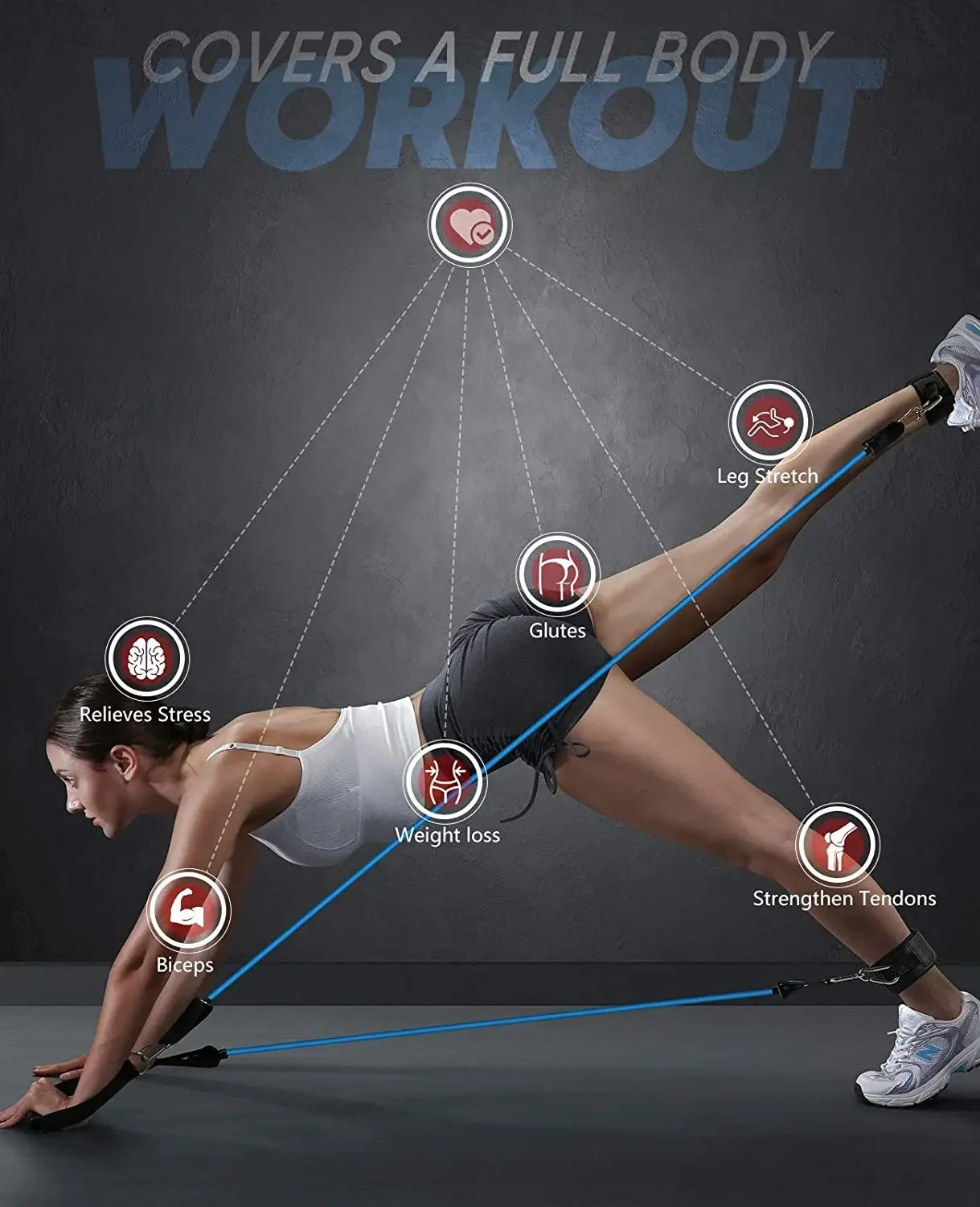 Pilates Bar Kit with Resistance Bands Multifunctional Yoga Bar Portable Home Gym Resistance Bar Kit for Full Body Workouts