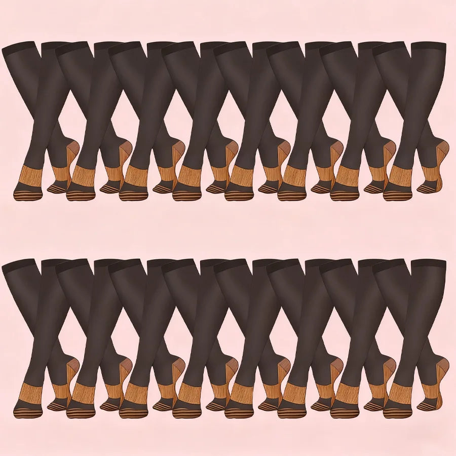 16 pairs copper compression socks for men and women for running and traveling for nurses and pregnant women mid-calf design