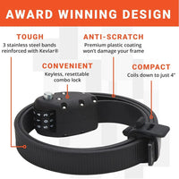 Cinch Lock - Lightweight Anti Theft Compact Combination Bike Lock, Ideal for Quick Stops, Bicycle Accessories, Stealth Black, 30