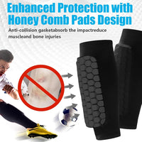 2PCS Soccer Shins Guards Pads, Shin Defender - Calf Compression Sleeve with Honeycomb Pads, Protective Soccer Shins Pads Gear