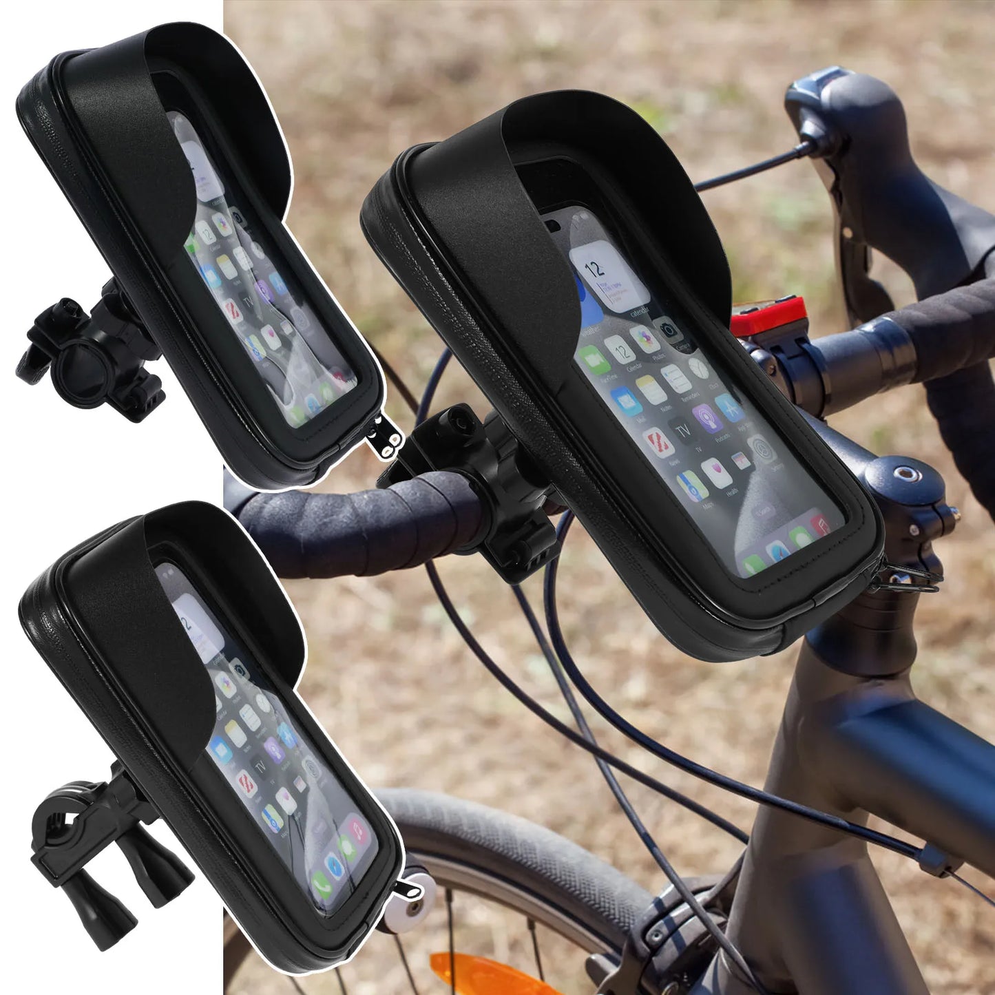 360° Rotatable Bike Phone Holder Bag Waterproof Motorcycle Handlebar Bag Bicycle Pouch Touch Screen Phone Mount Accessories2028