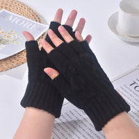 Winter Fingerless Gloves Knitted Thicken Thermal Half Finger Gloves Cycling Driving Working Running Stretchy Touchscreen Mittens