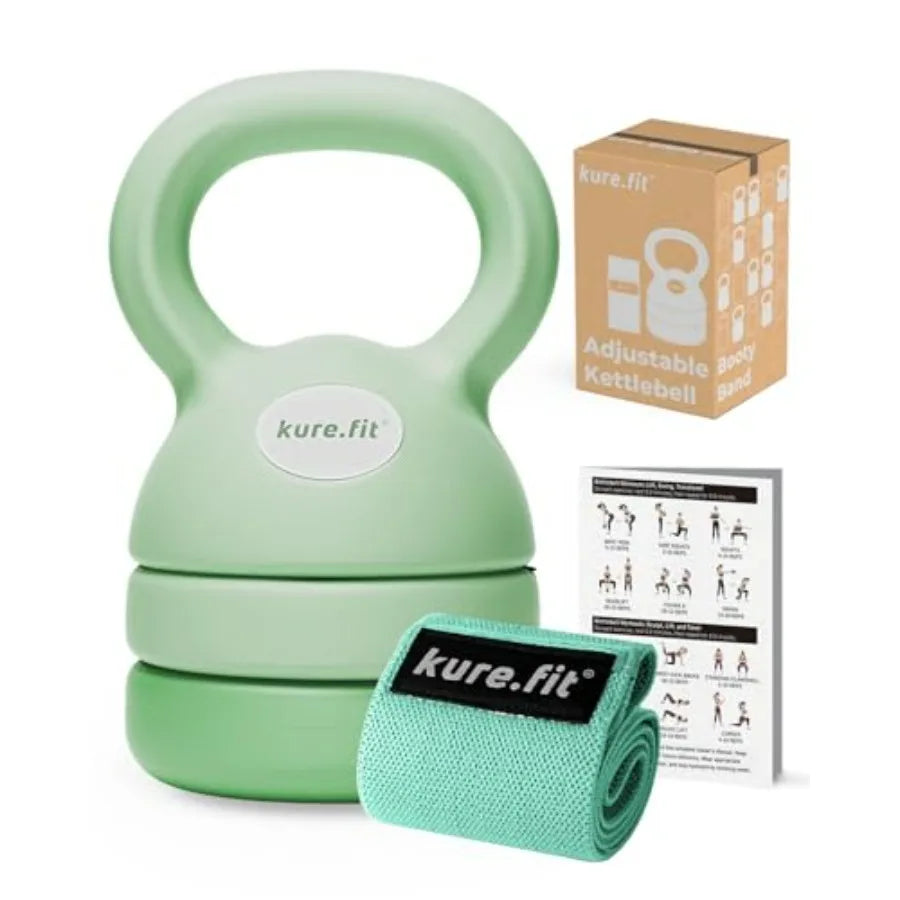Blue Adjustable Dumbbell (5 lbs) and Green Adjustable Kettlebell (12 lbs) Bundle