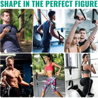 Resistance Bands, Exercise Bands with Handles Stretch Bands for Exercise Workout Bands with Door Anchors, 10-150LB Set (11Pcs)