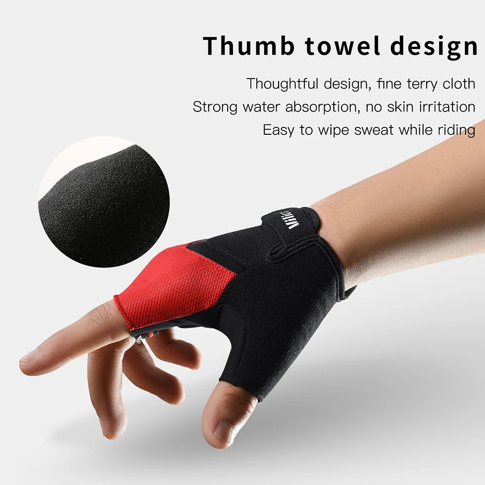 Cycling Half Finger Gloves Bike MTB Gloves Breathable Short Finger Thickened Palm Shock-Absorbing Anti Slip Outdoor Sport Gloves