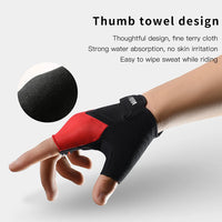 Cycling Half Finger Gloves Bike MTB Gloves Breathable Short Finger Thickened Palm Shock-Absorbing Anti Slip Outdoor Sport Gloves
