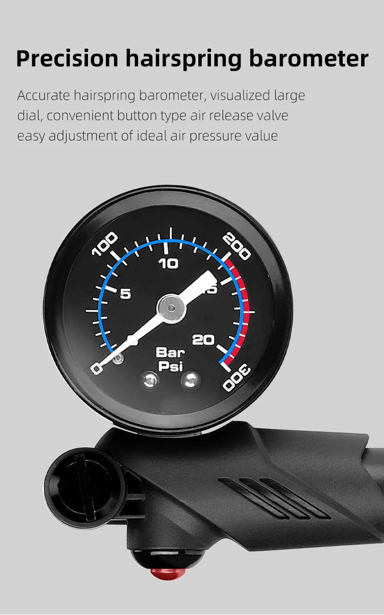 WEST BIKING Portable High-pressure 300psi Bike Air Pump with Gauge for Fork & Rear Suspension Shock Absorber Mountain Bicycle