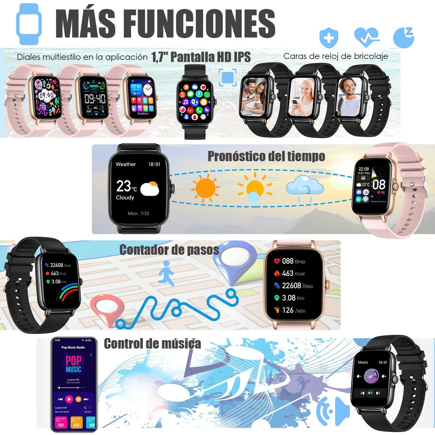 EIGIIS 2025 Smart Watch for Men Women Fitness Tracker with Heart Rate Sleep Monitor Activity Tracker 1.69" HD Waterproof Watch