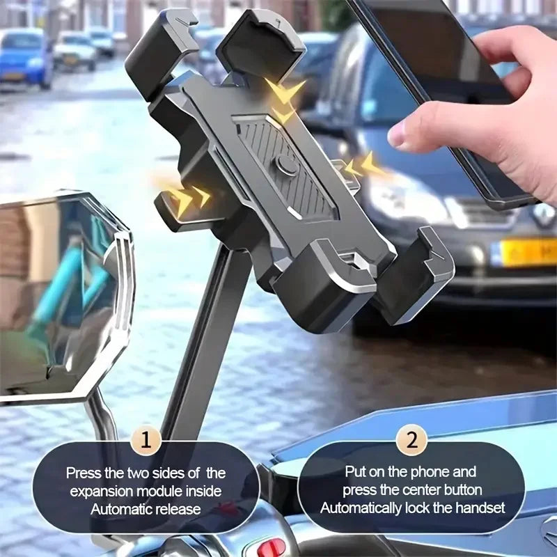 2PCS 360° Rotatable & Adjustable Bike/Motorcycle Phone Mount - Shockproof, Anti-Slip Holder For phone, - Durable Abs Material