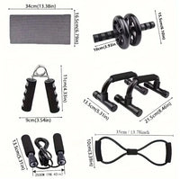 Seven-piece Fitness Set For Small Home Use, Skipping Rope, Grip Strengthener, Push-ups, Abdominal Wheel