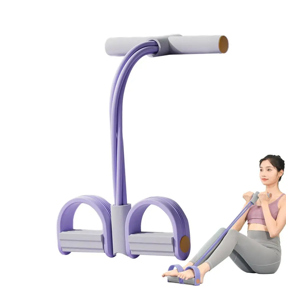 Yoga Pedal Puller Portable Resistance Band 4-Tube Pedal Ankle Puller Abdominal Exerciser Elastic Pedal Booster Body