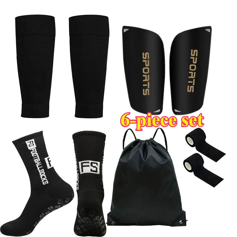 6-piece set of adult football socks, leg guards, bandages, football bags, and knee and bone protection training boards as gifts