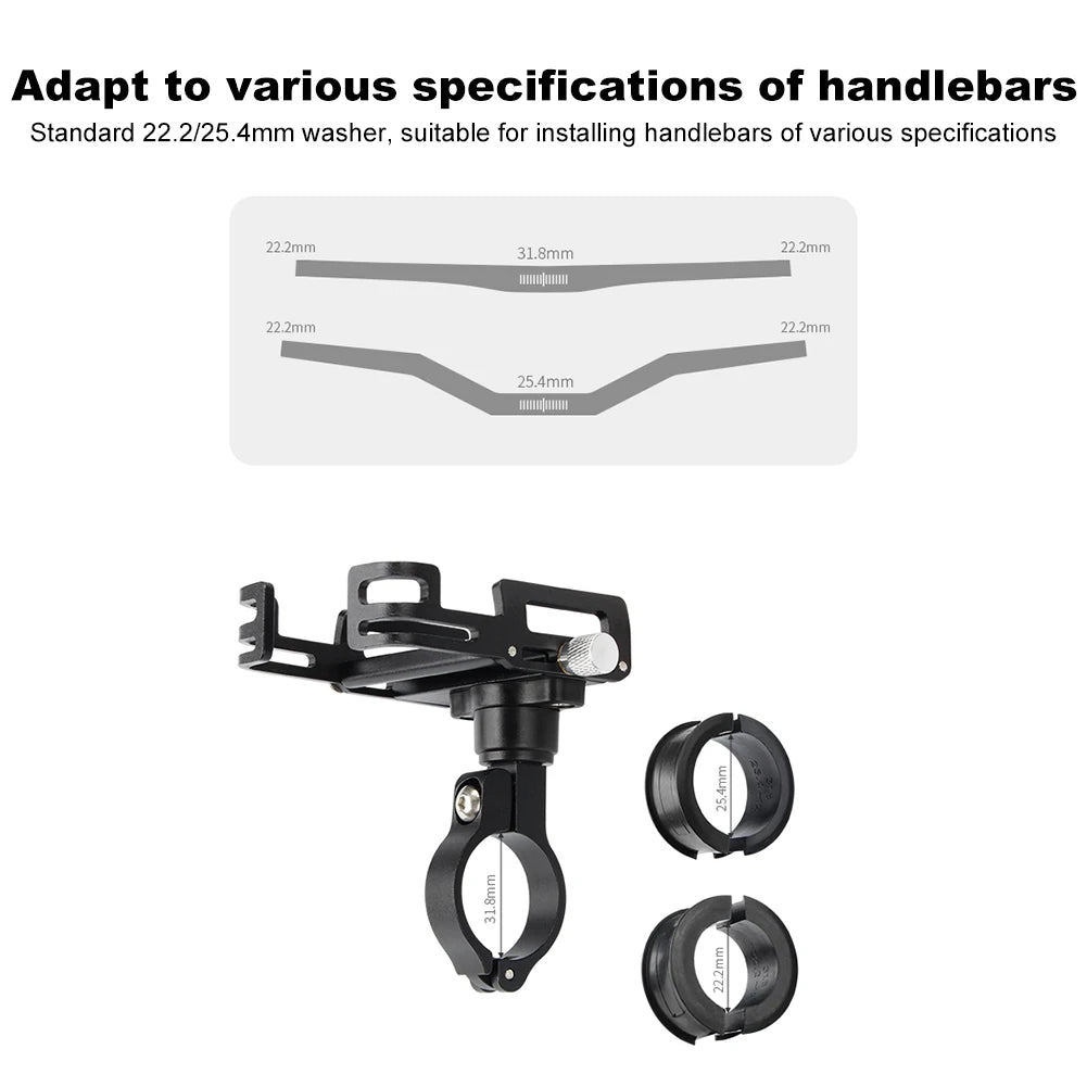 Bike Phone Holder Quick Attach/Detach Motorcycle Phone Mount Universal Bike Cycling Phone Clamp for 1.96 To 3.93 in Smartphone