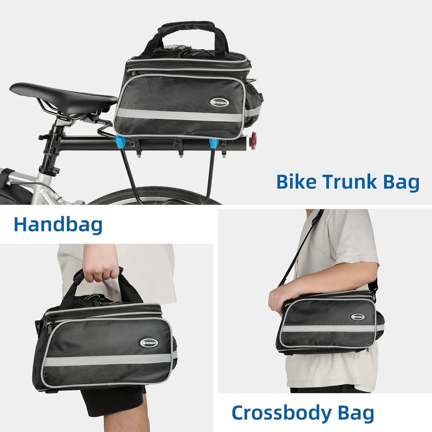 Bike Rack Bag 25L Polyester Saddle Trunk with Rainproof Cover, Large Capacity Shoulder Panniers for Adults
